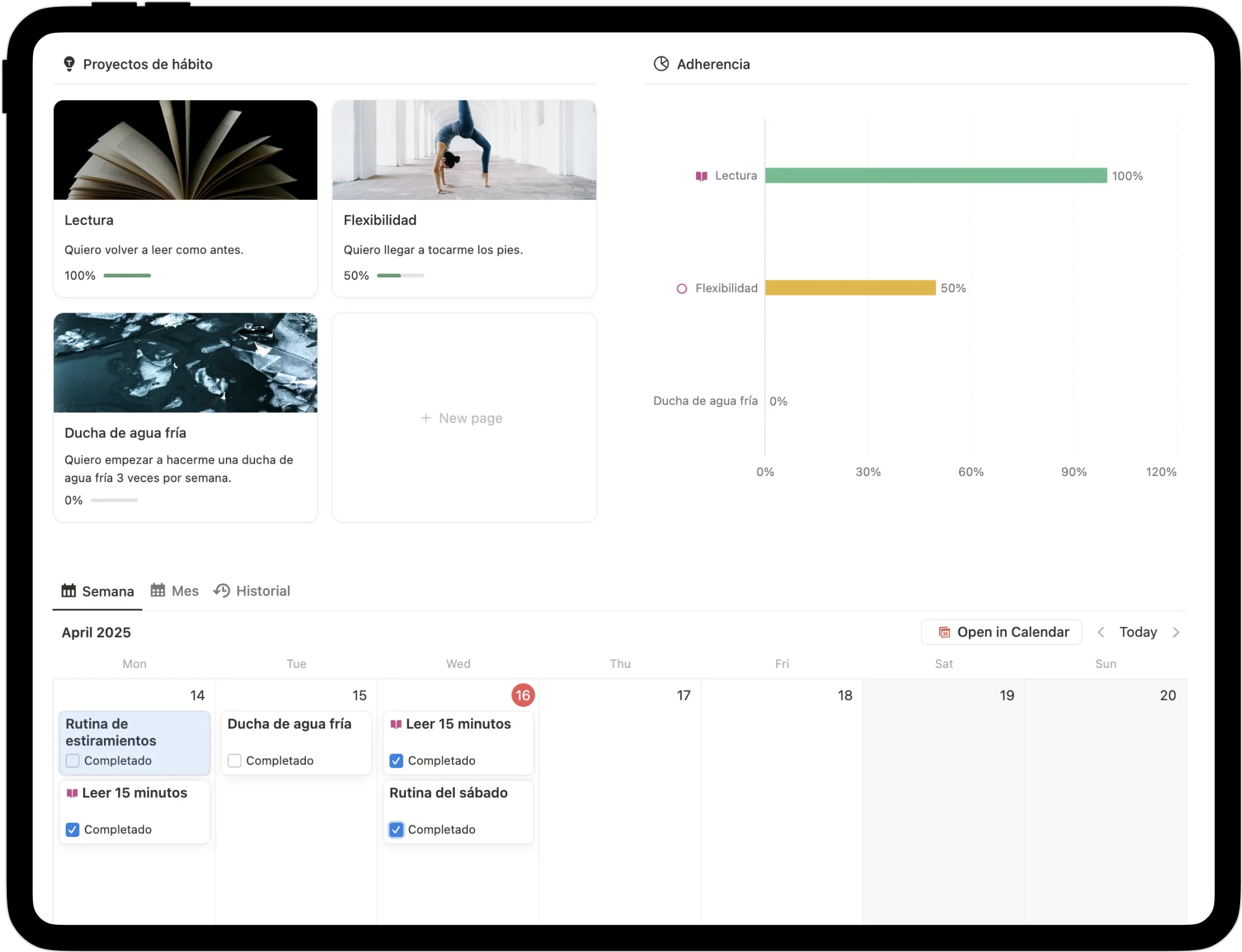 Tracker de hábitos para Notion